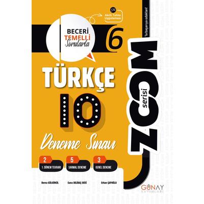 Günay Yayınları 6.sınıf Zoom Türkçe Branş 10 Deneme