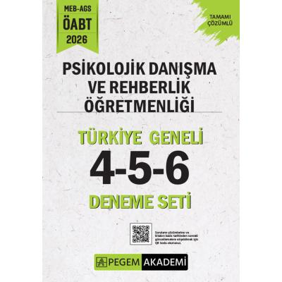 Pegem Yayınları 2026 MEB AGS ÖABT Psikolojik Danışma ve Rehberlik Öğretmenliği Tamamı Çözümlü Türkiye Geneli 4-5-6 (3'lü Deneme Seti)