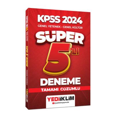 Yediiklim Yayınları 2024 KPSS Genel Yetenek - Genel Kültür Tamamı Çözümlü Süper 5'li Deneme 